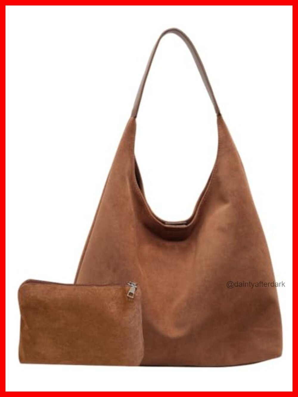 Faux Suede Slouchy Tote Shoulder Satchel Large Underarm Bag